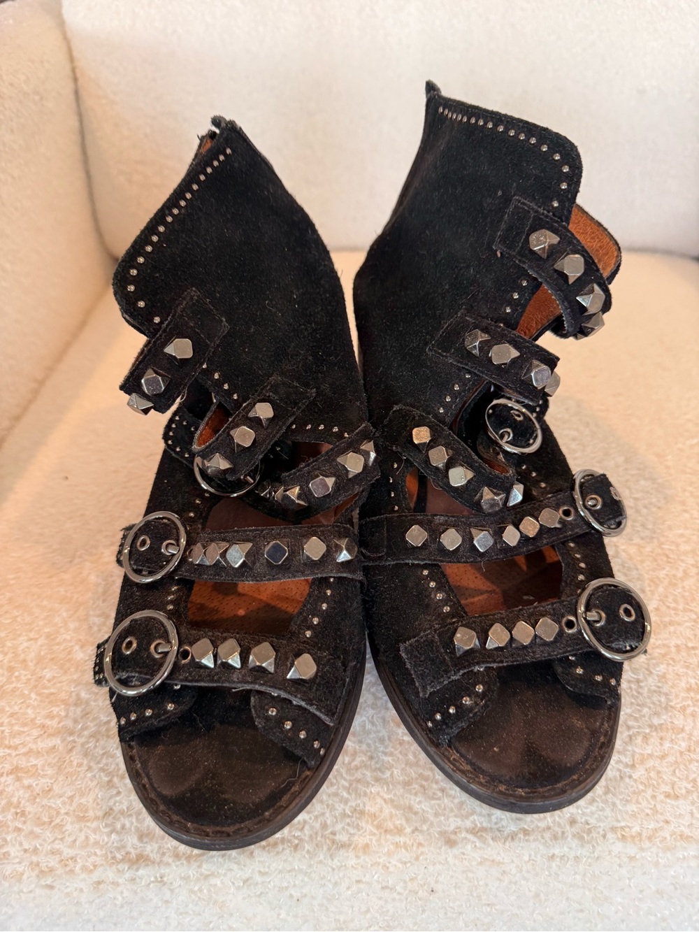 Jeffrey Campbell Black Studded Suede Strappy Sandals